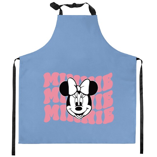 Minnie Mouse Pink Background Kitchen Aprons, Disney Minnie Mouse Kitchen Aprons