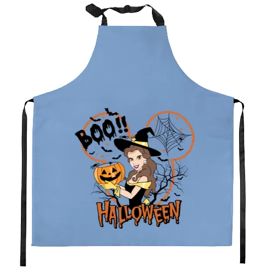 Disney Princess Halloween Boo Kitchen Aprons,Halloween Mickey Boo Kitchen Aprons, Halloween Princess Belle Kitchen Aprons, Princess character Kitchen Aprons, Princess Belle Kitchen Aprons