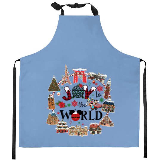 Epcot Christmas Kitchen Aprons, Joy to the World Kitchen Aprons, Disney Travel Kitchen Aprons