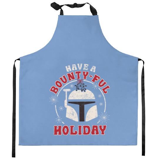 Boba Fett Have A Bounty-Ful Holiday Christmas Kitchen Aprons, Funny Disney Star Wars Kitchen Aprons