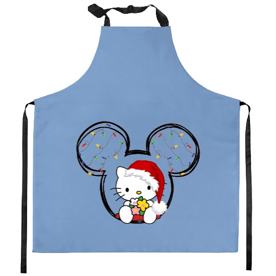 Hello Kitty Kitchen Aprons, Hello Kitty Christmas Kitchen Aprons, Xmas Kitchen Aprons, Disneyland Kitchen Aprons