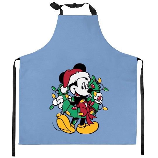 Disney Mickey Mouse Christmas Lights, Christmas Wreath Kitchen Aprons