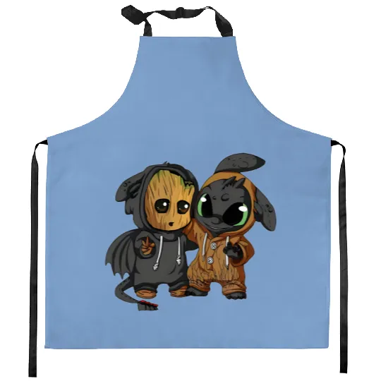 Disney Toothless and Groot Cute Friends Unisex Kitchen Aprons, Disneyland Family Vacation, I'm Groot Kitchen Aprons
