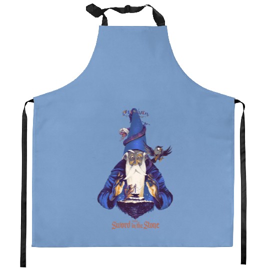 Disney The Sword In The Stone Comic Poster Retro Kitchen Aprons, Magic Kingdom Trip Kitchen Aprons,