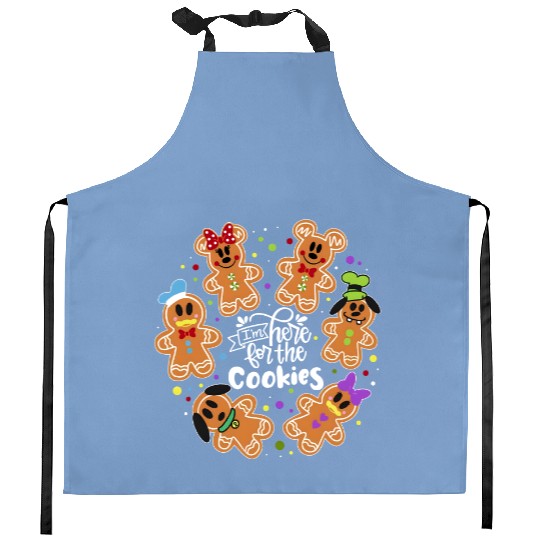 I'm here for the cookies Kitchen Aprons, Disney Gingerbread Christmas Kitchen Aprons