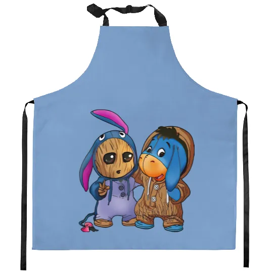 Disney Eeyore and Baby Groot Cute Friends Kitchen Aprons, Eeyore Unisex