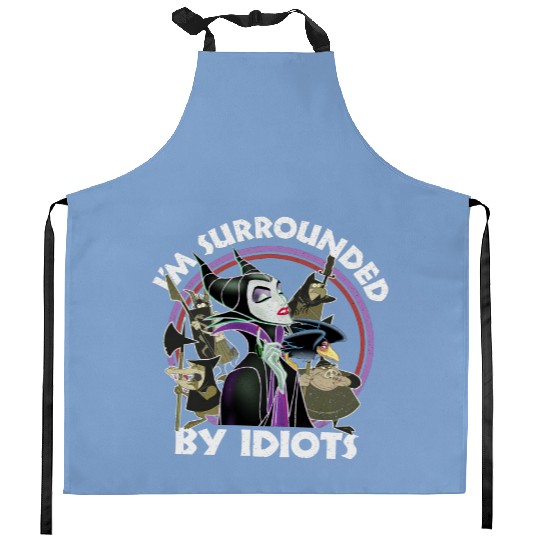 Retro Disney Sleeping Beauty Villains Maleficent Surrounded By Idiots Kitchen Aprons, Magic Kingdom Kitchen Aprons