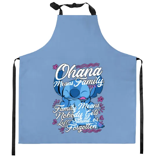 Stitch Day Ohana Means Family Kitchen Aprons, Disney Stitch Kitchen Aprons, Disneyland Kitchen Aprons