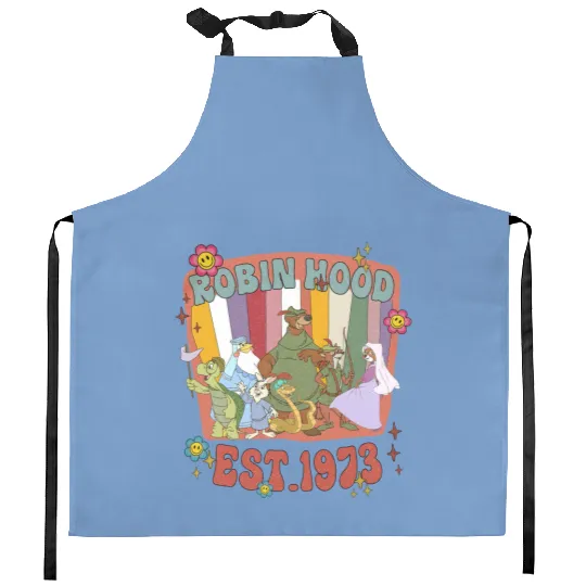 Vintage 90s Robin Hood Kitchen Aprons, Disney Robin Hood 1973
