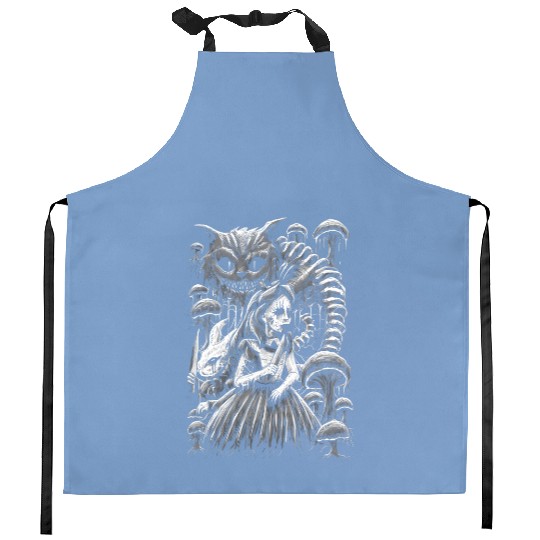 Alice in Murderland Kitchen Aprons | Gothic Alice in Wonderland Kitchen Aprons | Goth Disney Princess | Goth Cottagecore Clothing | Unisex Horror Kitchen Aprons