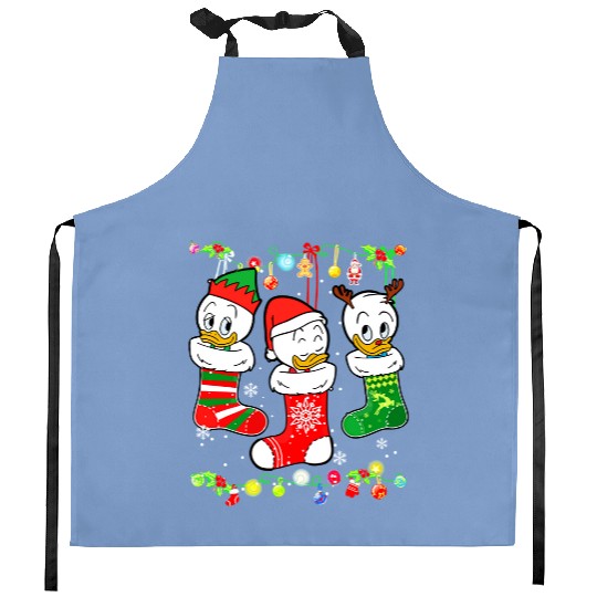 Disney DuckTales Huey, Louie, Dewey Christmas Socks Lights Kitchen Aprons