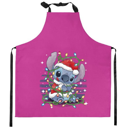 Discover Disney Christmas Lilo & Stitch Christmas Lights Portrait Kitchen Aprons