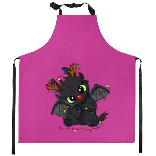 Disney Toothless Christmas Lights Kitchen Aprons