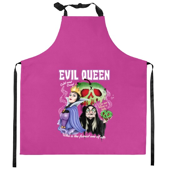 Vintage Retro Disney Villains The Evil Queen Kitchen Aprons, Disney Princess Kitchen Aprons