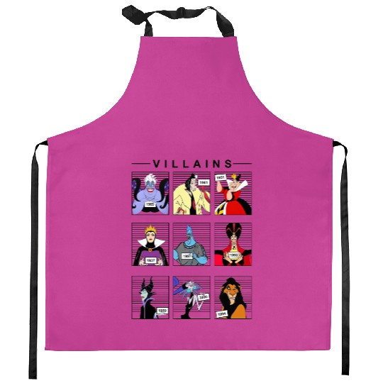 Retro Vintage 90s Disney Villains Kitchen Aprons, Disney Halloween Kitchen Aprons, Halloween Party Kitchen Aprons