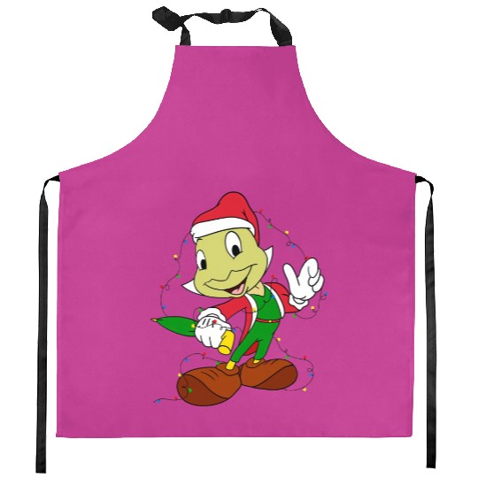 Disney Jiminy Cricket Pinocchio Santa Christmas Lights Kitchen Aprons