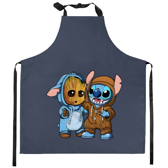 Disney Groot and Stitch Friends Funny Kitchen Aprons