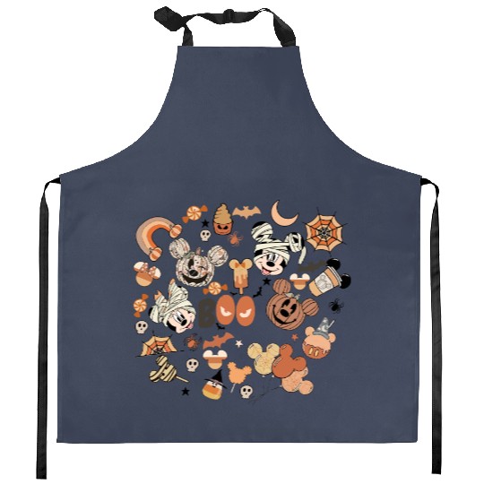 Disney Spooky Season Kitchen Aprons, Vintage Disney Halloween Kitchen Aprons
