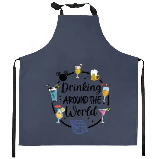 Disney Drinking Team Kitchen Aprons, Drinking Around The World