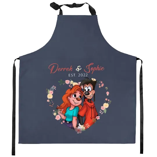 Disney Max and Roxanne Couple Kitchen Aprons, A Goofy Movie Roxanne and Max Valentines Kitchen Aprons