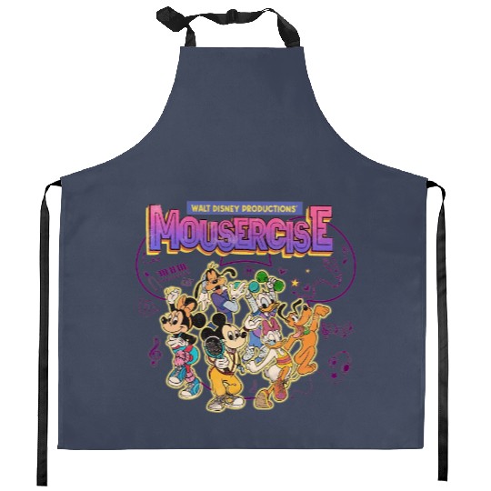 Mousercise Kitchen Aprons, Vintage Disney Kitchen Aprons