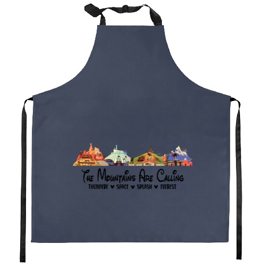 Disney The Mountains Are Calling Kitchen Aprons, Disney Thunder Space Splash Everest Kitchen Aprons