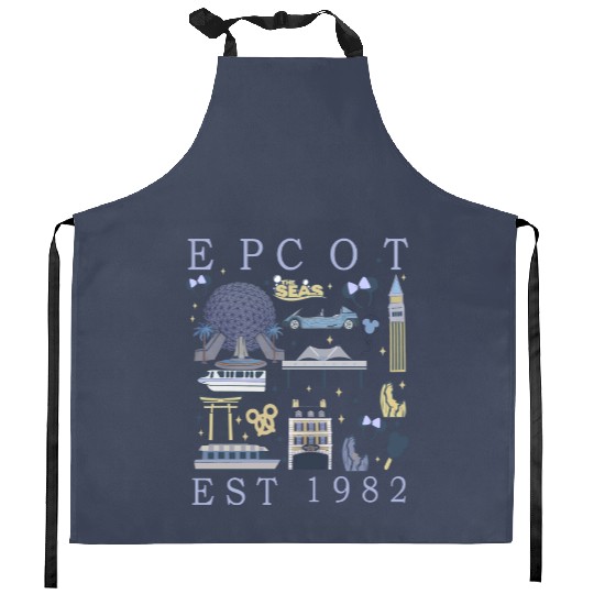 Disney Epcot Est 1982  Kitchen Aprons, Mickey And Friends, Epcot Center 1982 Kitchen Aprons