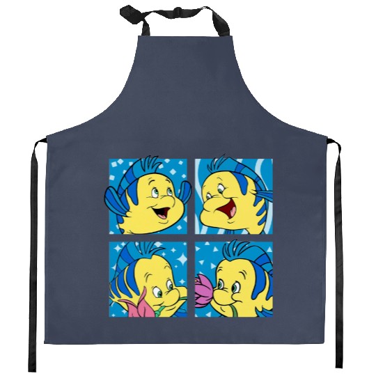 Cute Flounder Portrait Kitchen Aprons, Disney The Little Mermaid Kitchen Aprons