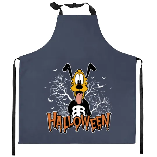 Pluto Skeleton Kitchen Aprons, Halloween Kitchen Aprons, Funny Skeleton Kitchen Aprons, Disney Pluto Kitchen Aprons, Disney Skeleton Kitchen Aprons