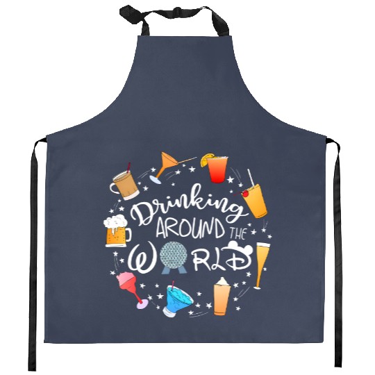 Drinking Around the World Kitchen Aprons, Disney Drinks Kitchen Aprons, World Traveler Kitchen Aprons