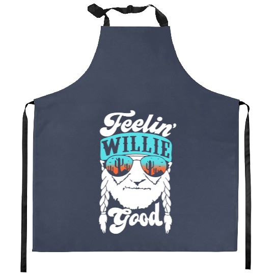 Women Kitchen Aprons, Feelin' Willie Good Letter Printed Graphic Vest Top Casual Kitchen Aprons, Gray