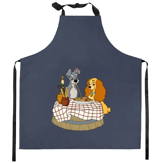 Disney Lady and Tramp Bella Notte Spaghetti Kitchen Aprons, Lady and The Tramp Kitchen Aprons
