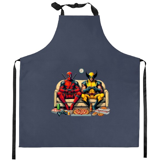 Deadpool Kitchen Aprons, Disney Superhero Funny Kitchen Aprons, Disney Wolverine