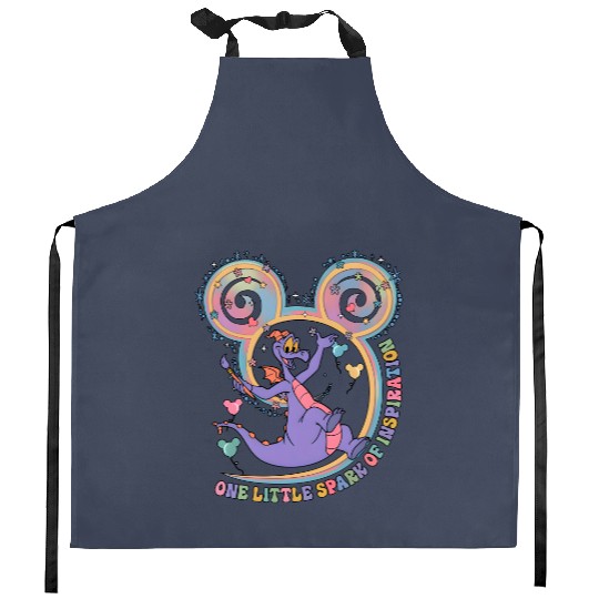 One Little Spark Of Inspiration  Kitchen Aprons, Disney Figment Dragon Kitchen Aprons