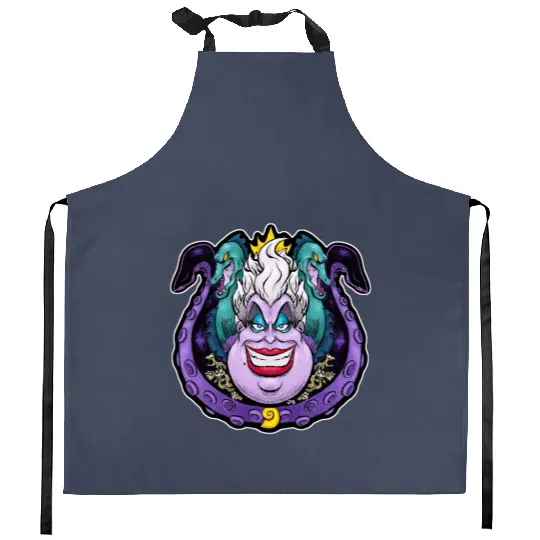 Ursula Villain Vintage Kitchen Aprons, Disney Villain's Ursula Kitchen Aprons, Ursula Sea Witch Women's Kitchen Aprons, Disney Sea Witch Ursula Classic Kitchen Aprons
