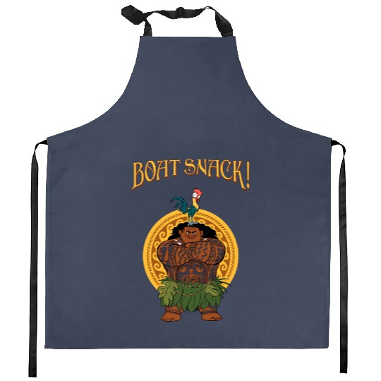 Funny Maui And Hei Hei Boat Snack Retro Kitchen Aprons, Disney Moana