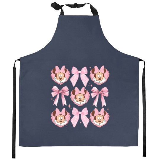 Cute Minnie Coquette Pink Kitchen Aprons, Minnie Mouse Kitchen Aprons, Minnie Pink Bow Kitchen Aprons, Disney Coquette Bow Pink Kitchen Aprons