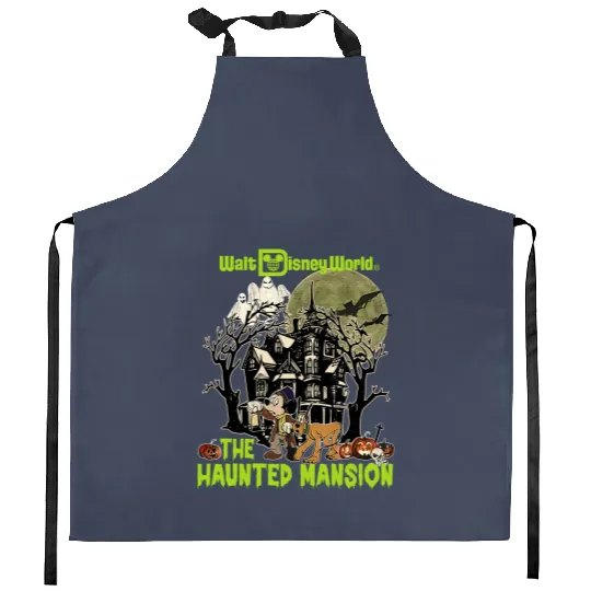 Vintage Disney Haunted Mansion Kitchen Aprons, The Haunted Mansion Map Kitchen Aprons