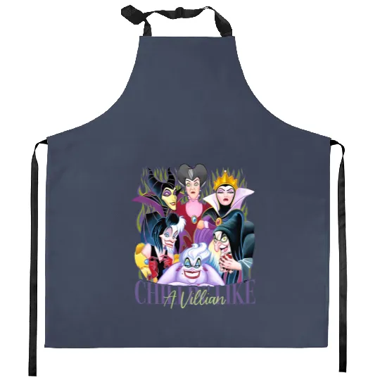 Chillin Like A Villian Kitchen Aprons, Disney Villians Halloween Villains The Evil Tour Kitchen Aprons