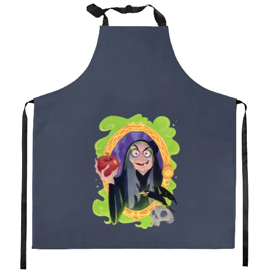 Disney Evil Queen Kitchen Aprons, Retro 90s Evil Queen Kitchen Aprons, Poisonous Apple Kitchen Aprons