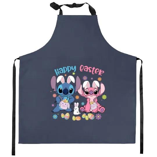 Disney Stitch Easter Kitchen Aprons, Stitch and Angle Easter Kitchen Aprons