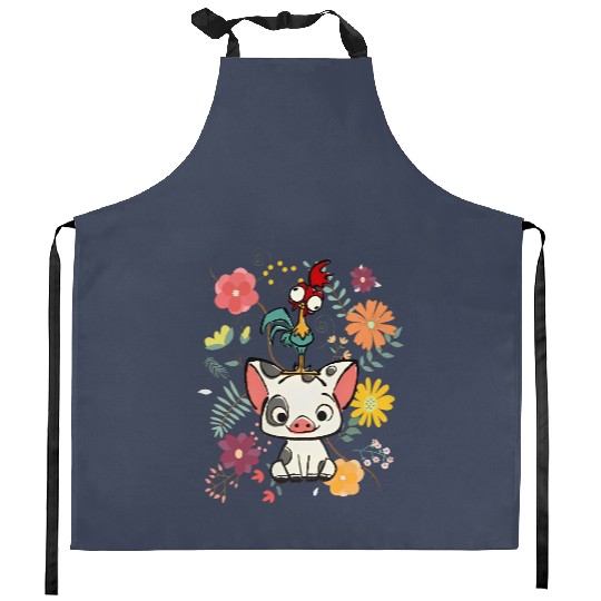 Disney Moana Kitchen Aprons, Hei Hei and Pua Floral  Kitchen Aprons