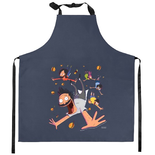 Bobs Burgers Comic Art Family Falling Kitchen Aprons