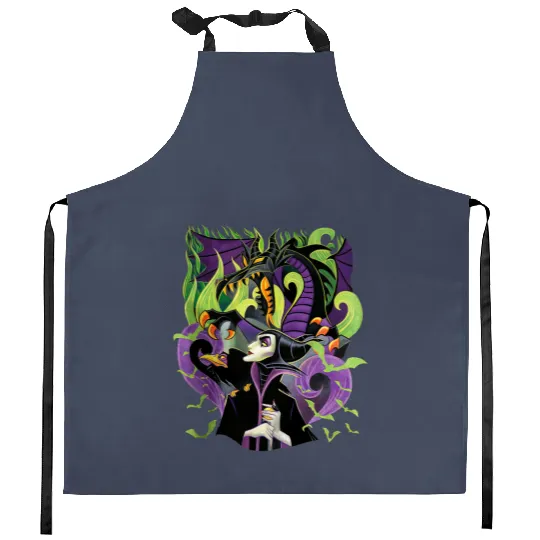 Retro  Maleficent Kitchen Aprons, Halloween Villains Kitchen Aprons, Maleficent Witch, Disney Halloween 2024 Kitchen Aprons