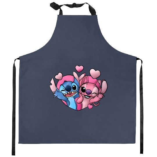 Disney Stitch and Angel Valentine Kitchen Aprons, Angel Valentine Kitchen Aprons