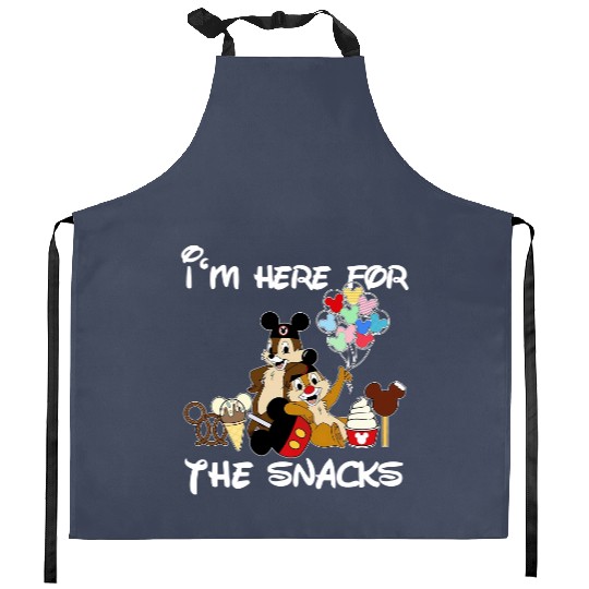 I'M Just Here For The Snacks Kitchen Aprons, Snacking Around The World Kitchen Aprons, Chip And Dale Kitchen Aprons Disney Trip Family Kitchen Aprons