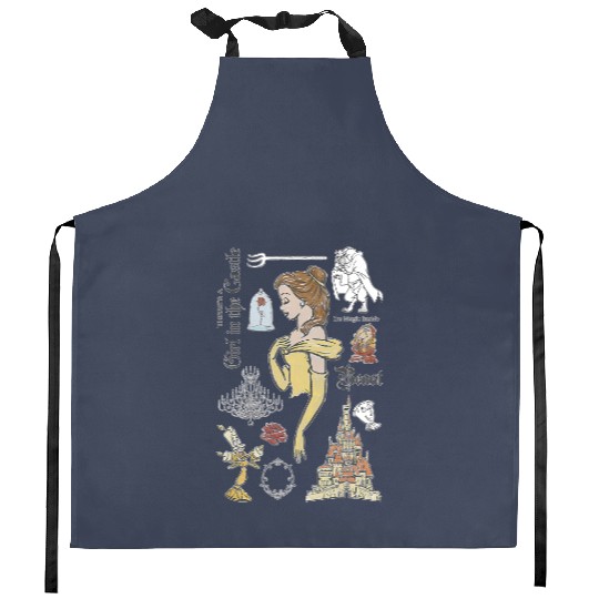Disney Beauty And The Beast Characters Sketched Kitchen Aprons, Magic Kingdom Kitchen Aprons