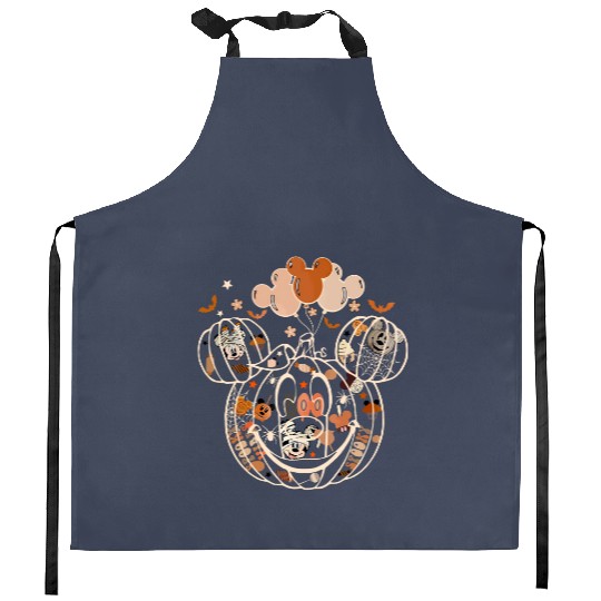 Mickey Pumpkin Halloween Kitchen Aprons, Disney Spooky Season Halloween Kitchen Aprons, Disney Halloween Trip Kitchen Aprons, Disney Fall Kitchen Aprons, Disney Pumpkin Kitchen Aprons