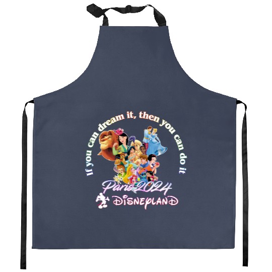 Paris 2024 Disneyland Tour 3/4 Short Sleeve Kitchen Aprons