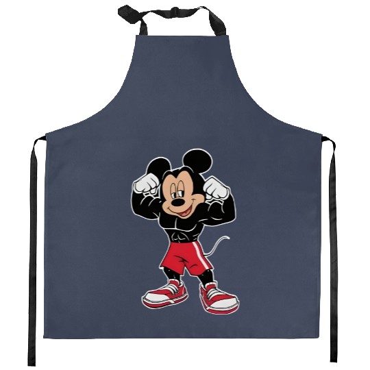 Muscle Mickey  Kitchen Aprons, Muscle Goofy Donald Kitchen Aprons, Disneyland Kitchen Aprons